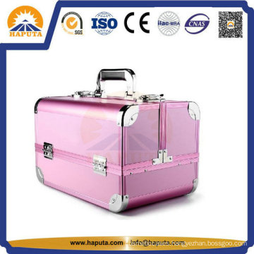 Pink Trim Aluminum Cosmetic Storage Box (HB-3182)